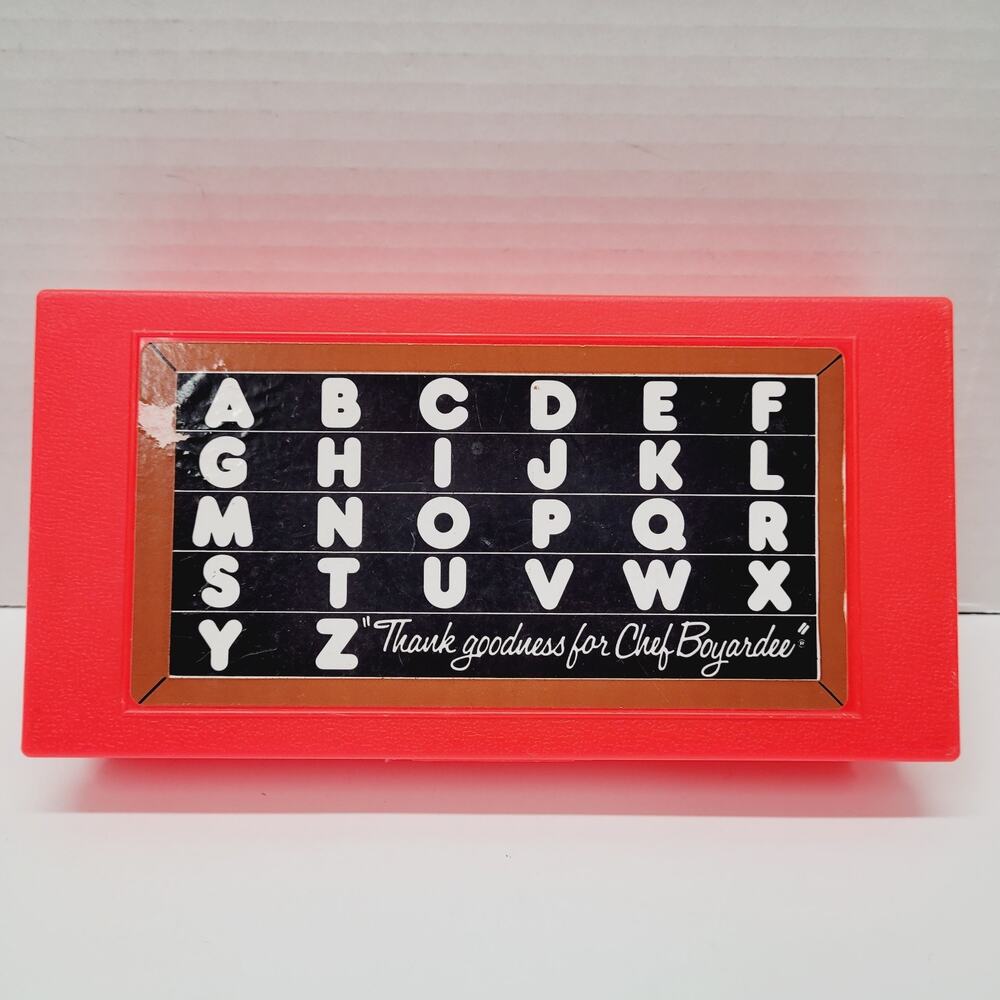 Vtg 80s Chef Boyardee Advertisement Neon Orange Plastic Crayon Pencil Box Case